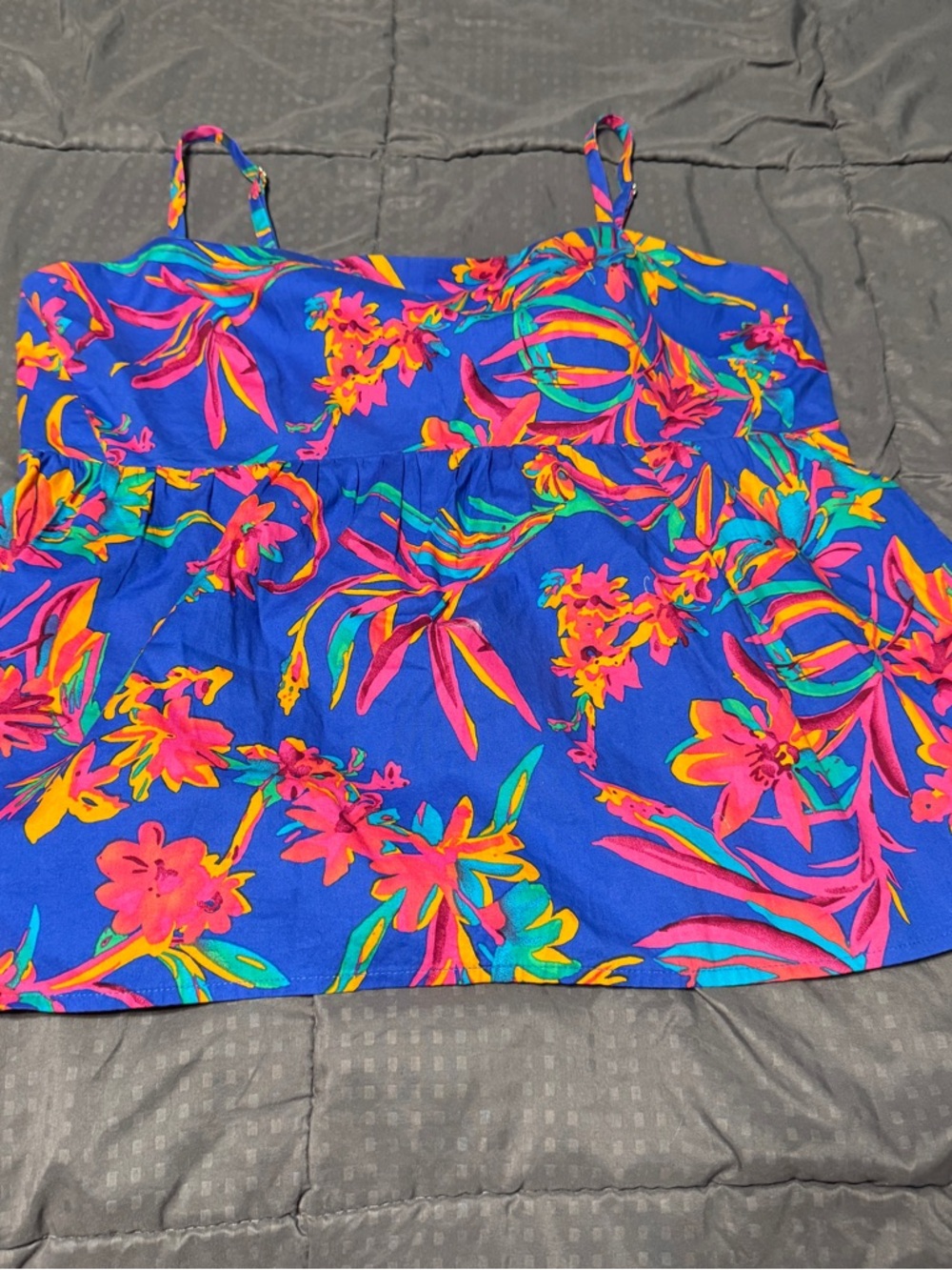 j crew reimagined Tropical floral tank top Tie Accent In Back Womens Size 14